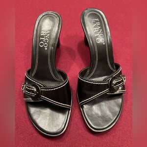 Franco Sarto black with white stitching heels